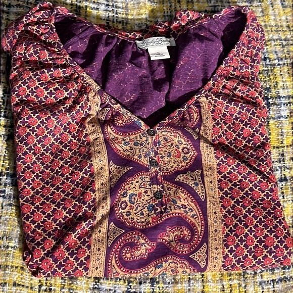 Lucky Brand Paisley and Floral Print V-Neck Blouse Size Small - Picture 10 of 11